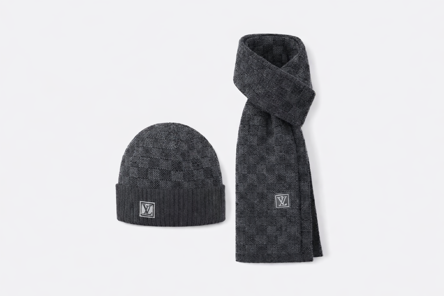 Ancien Écharpe Noir en damier