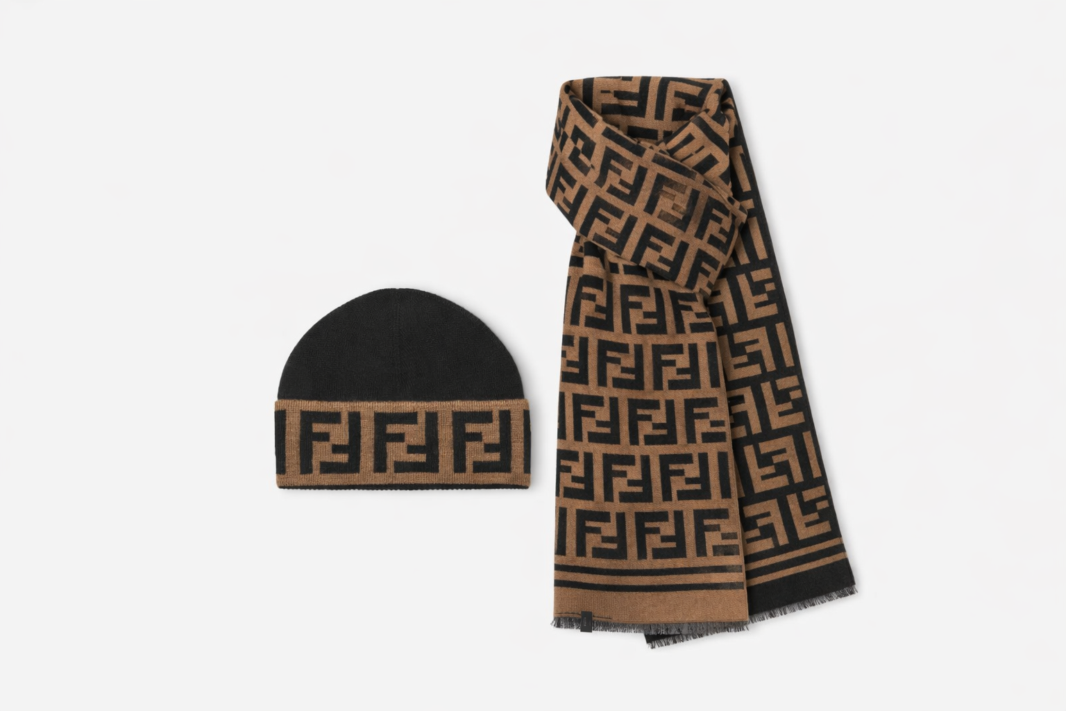 Bonnet et Écharpe FJ Marron