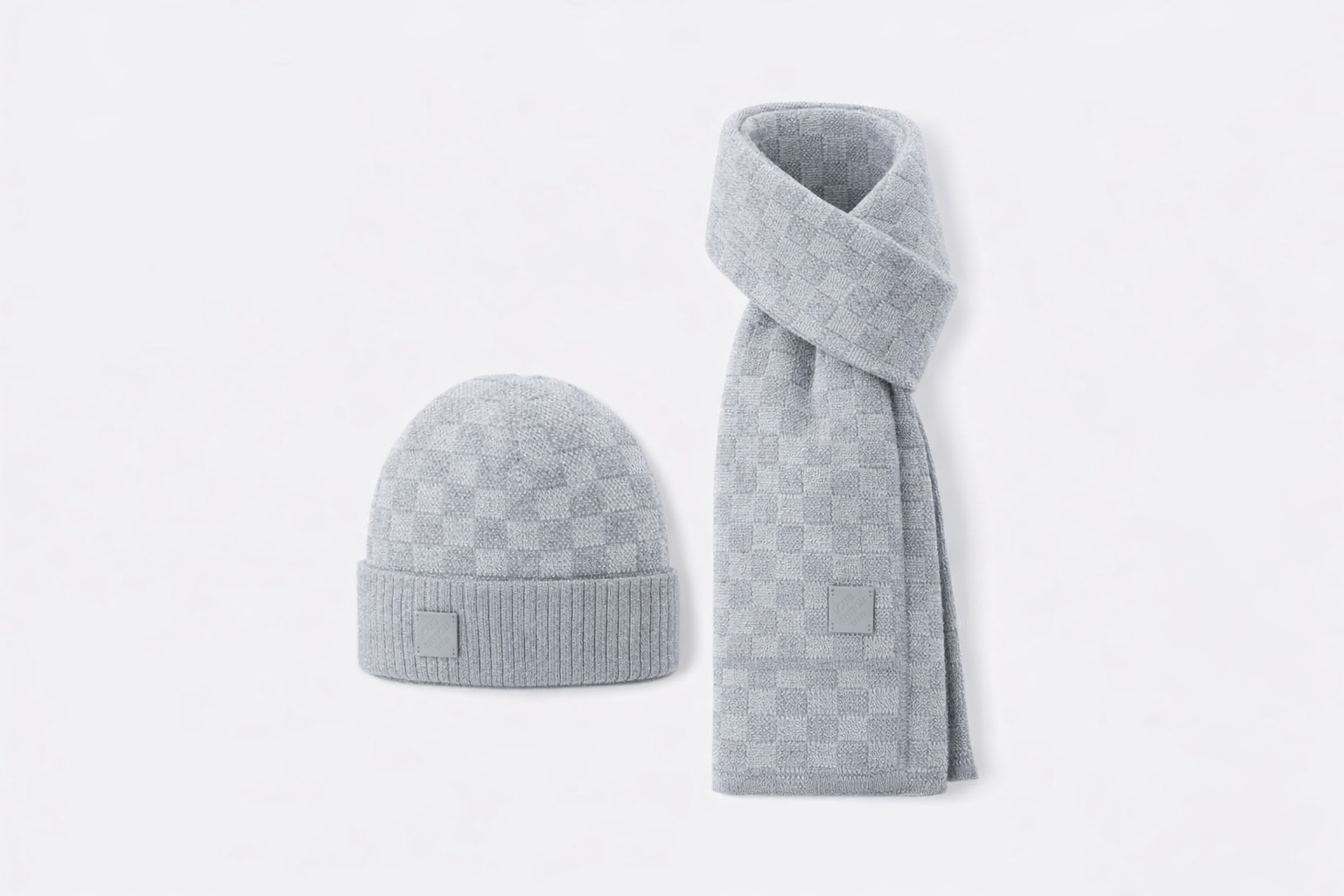 Bonnet et écharpe LV gris